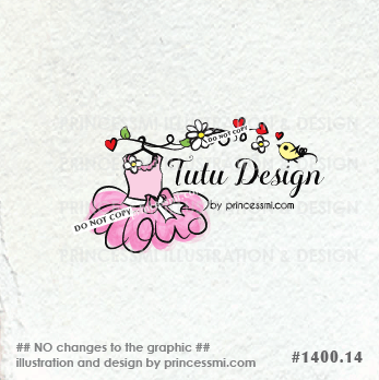 Tutu Logo - 1400 -14 TUTU logo premade logo custom tutu logo party dress logo  watercolor logo, party dress, girl boutique logo