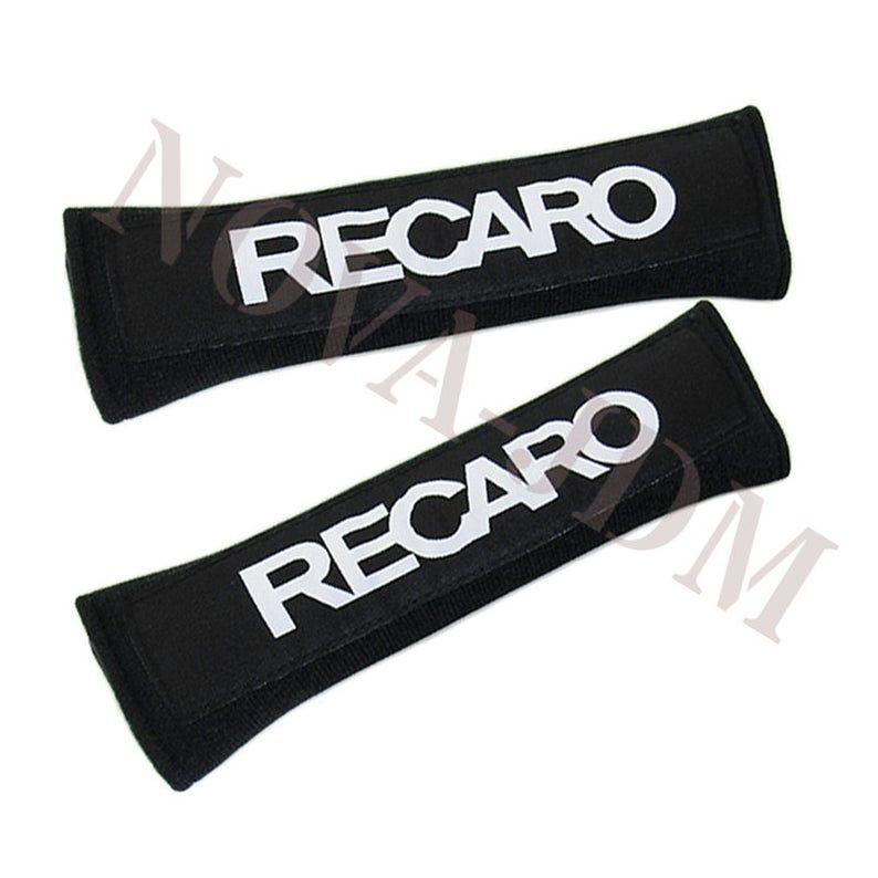 Recaro Logo - X2 Black RECARO Logo Racing Embroidery Soft Cotton Seat Belt Cover Shoulder Pads