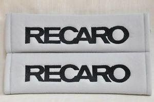 Recaro Logo - Details about Black on Gray Embroidery Seat Belt Cover Shoulder Pad Pair  Recaro Logo