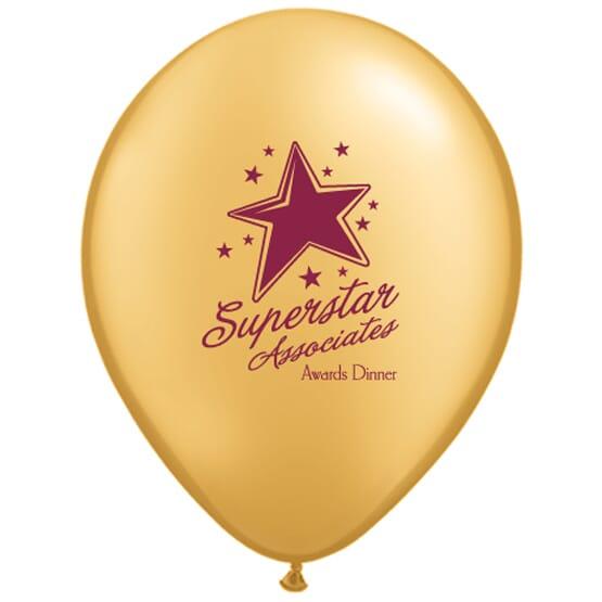 Qualatex Logo - (100) METALLIC GOLD 9 Qualatex® Balloons Glamour Colors, 1 COLOR IMPRINT