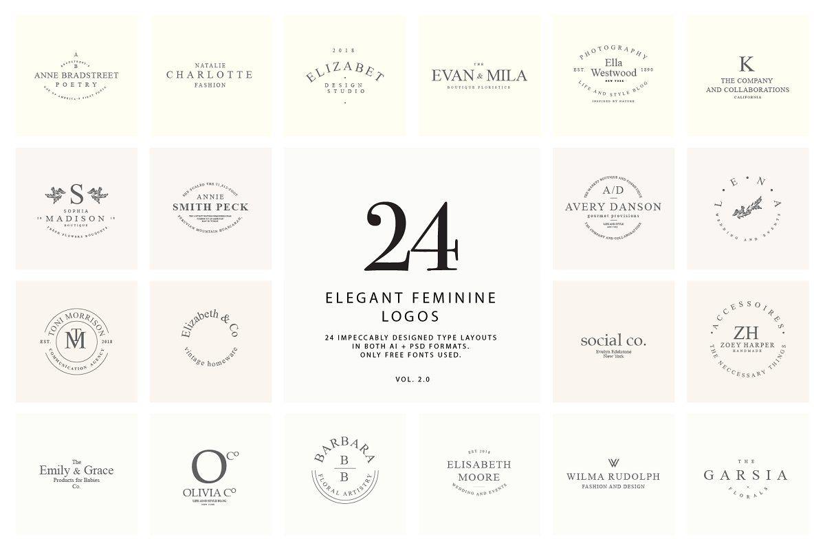 Feminine Logo - 24 elegant feminine logos vol. 2.0 ~ Logo Templates ~ Creative Market