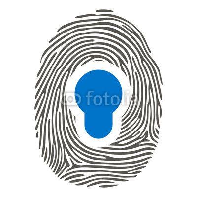 Thumbprint Logo - Fingerprint Keyhole Lock Icon Vector. Secure Access Data