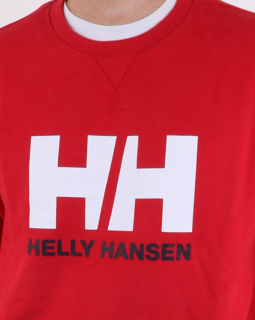 Red HH Logo - Helly Hansen Logo Crew Sweatshirt in Red, Mens, Clothing, Sweatshirts