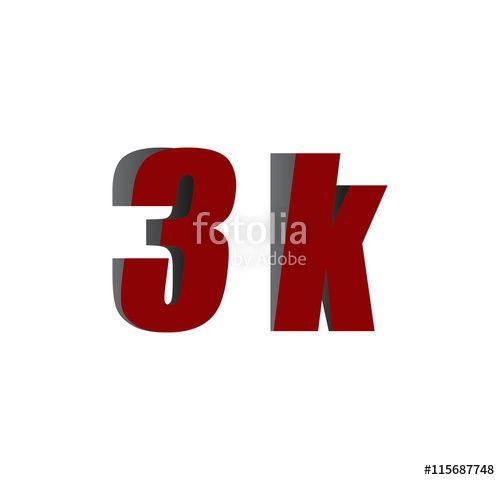 3K Logo - 3k logo initial red and shadow