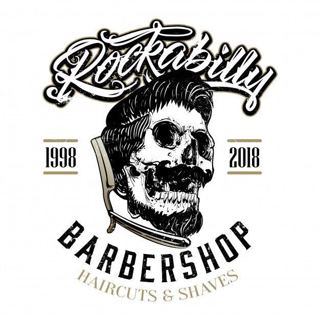 Rockabilly Logo - Hand drawn rockabilly barber shop logo Vector | Premium Download