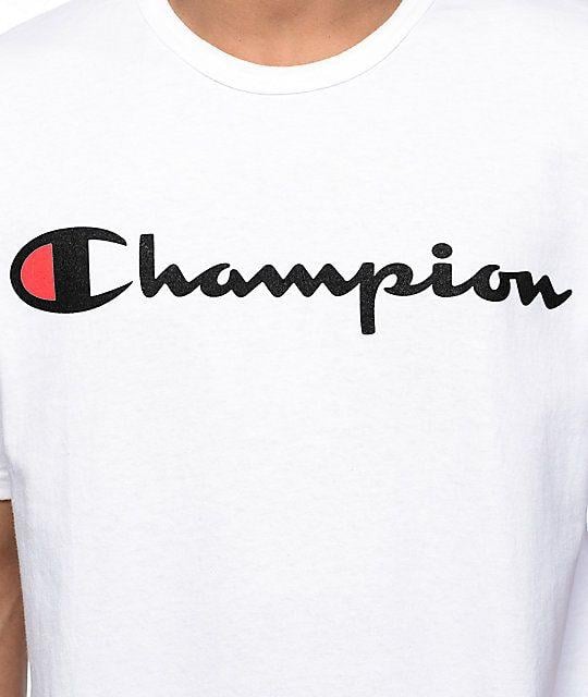 Champion Logo - Champion Logo White T Shirt
