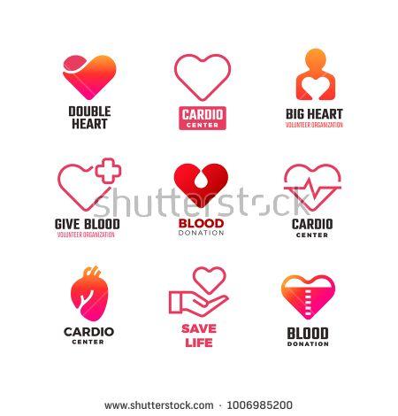 Cardiology Logo - Stock Vector: Cardiology and blood donation vector medical logos ...