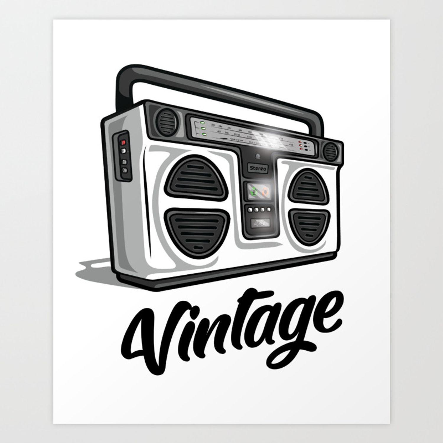 Boombox Logo - Vintage Boombox Graphic Art Print