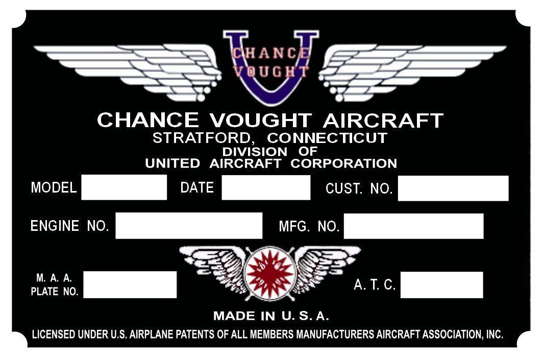 Vought Logo - Chance Vought Aircraft data plate | SIGNS-METAL | Aircraft, Plates ...