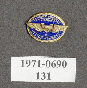 Vought Logo - Pin, Lapel, 5 Years Service, Chance-Vought Aircraft | Smithsonian ...