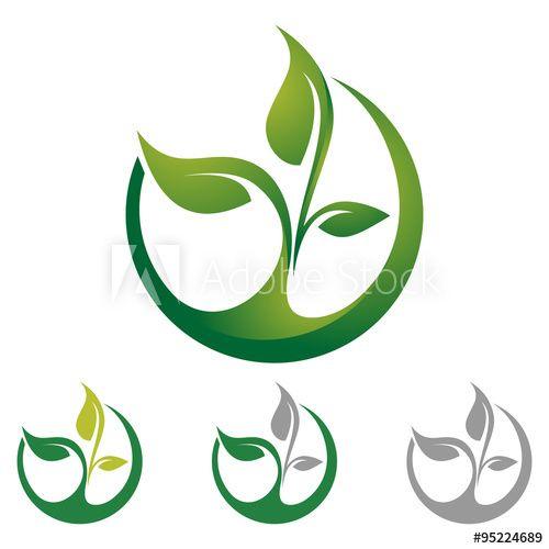 Grow Logo - Circle Green Leaf Shoots Grow Logo Icon this stock vector