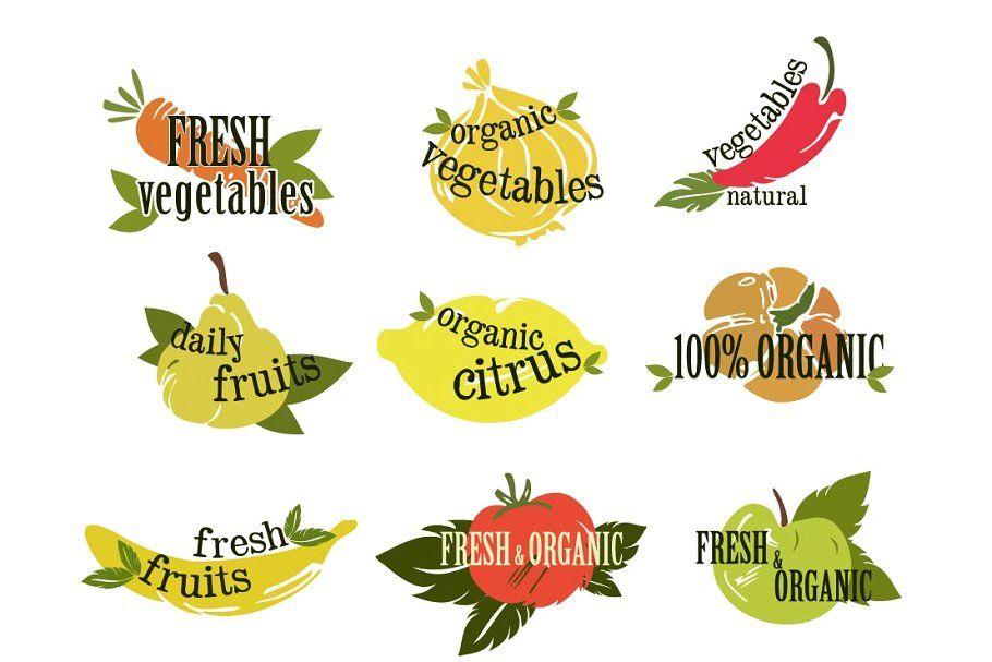 Vegetable Logo - Fruits and vegetables stickers, logo