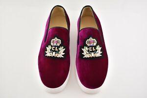 Figue Logo - NIB Christian Louboutin Logo Boat Flat Figue Velvet Crystal Slip On ...