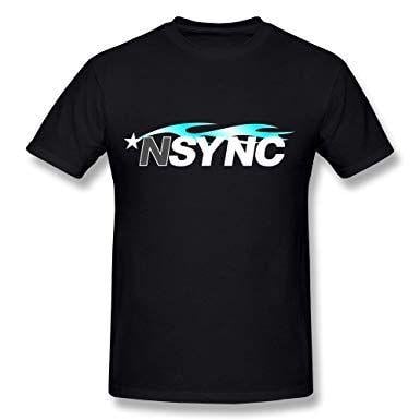 Nsync Logo - YungGoo Men's NSYNC Logo T Shirt US Size L Black: Amazon.co.uk: Clothing