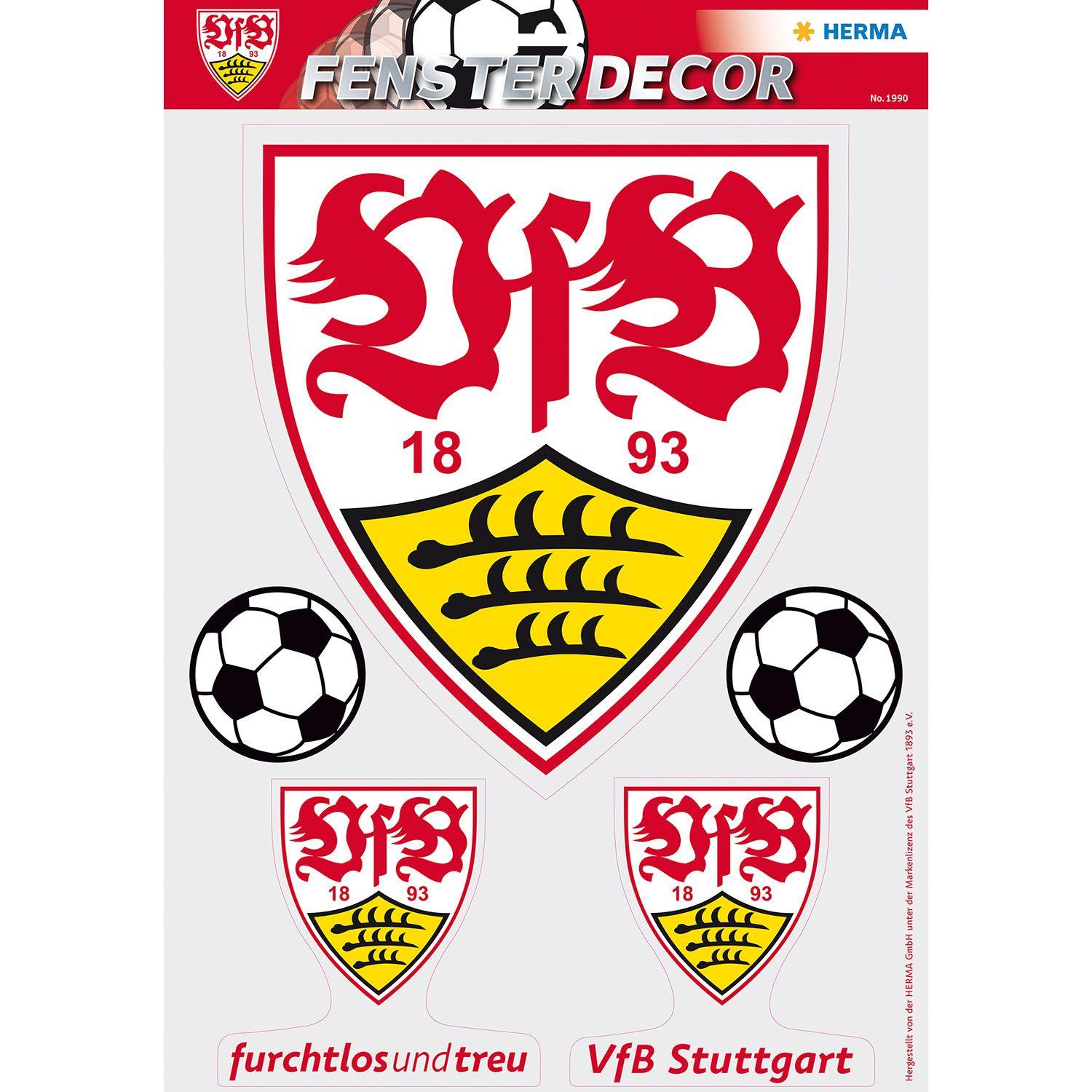 VfB Logo - Window Decoration VfB Stuttgart 35 x 50 cm, Big Logo 1990