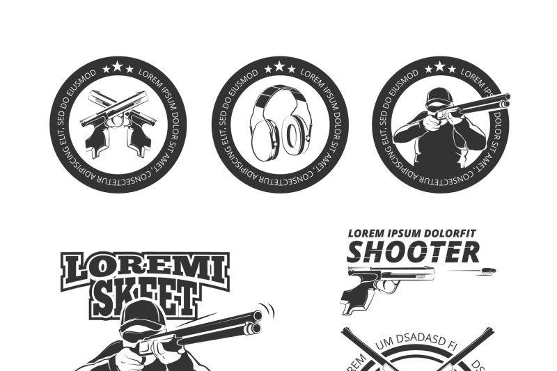 Pistol Logo - Vintage gun, pistol club vector labels, emblems, badges, logos