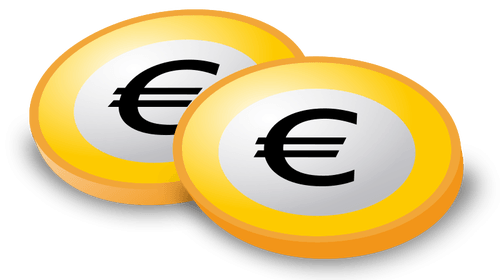 Euro Logo - Vector image of coins with Euro logo. Public domain vectors