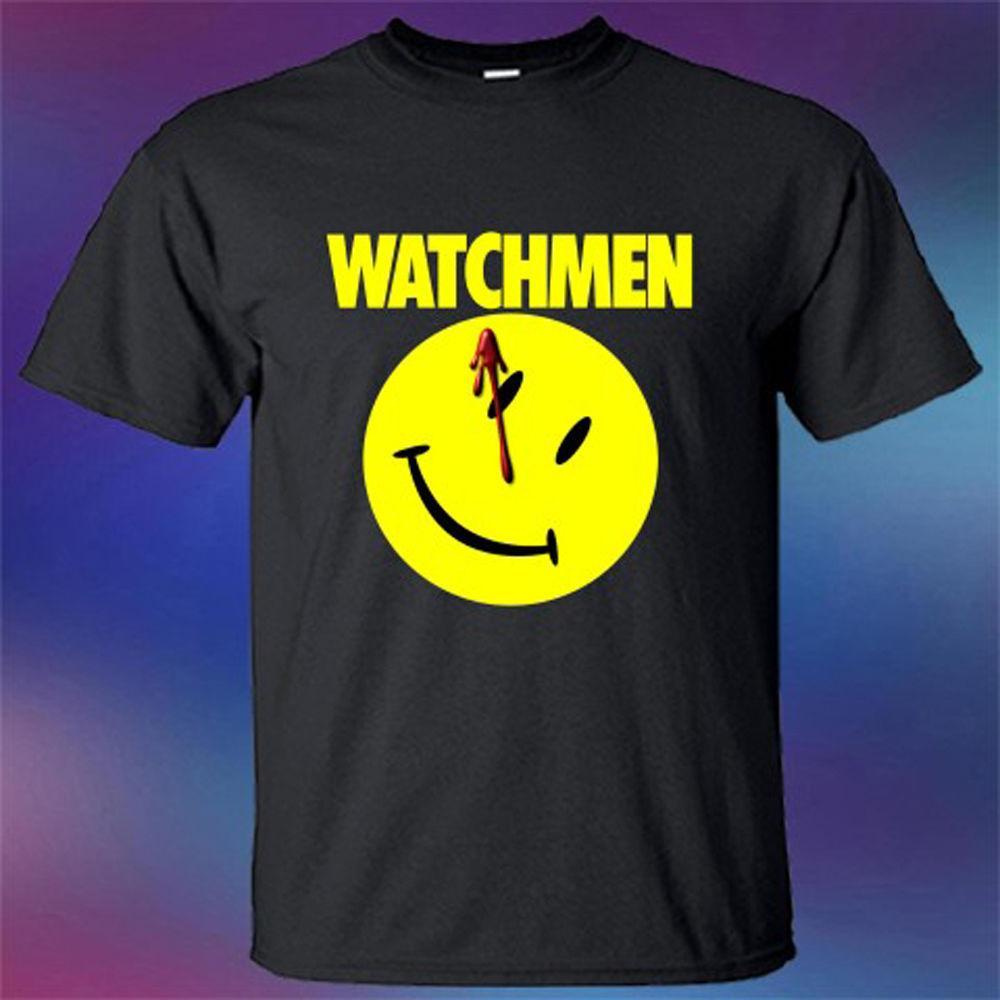 Watchmen Logo - New Watchmen Superhero Movie The Comedian Logo Men's Black T-Shirt Size  S-3XL short sleeve tshirt Tops High Quality Cotton