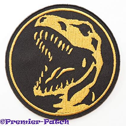 Trex Logo - Mighty Morphin Power Rangers Embroidered Iron On Patch / Red Ranger T Rex Logo Badge Applique Tyrannosaurus Rex Costume Fancy Dress