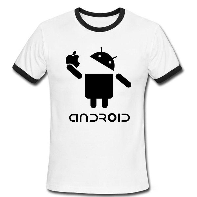 T-Shirts Logo - US $19.98 |Fashion Men T Shirts Android Robot Male t shirt apple humor logo  printed funny t shirt short sleeve Round Neck Ringer Tees-in T-Shirts from  ...