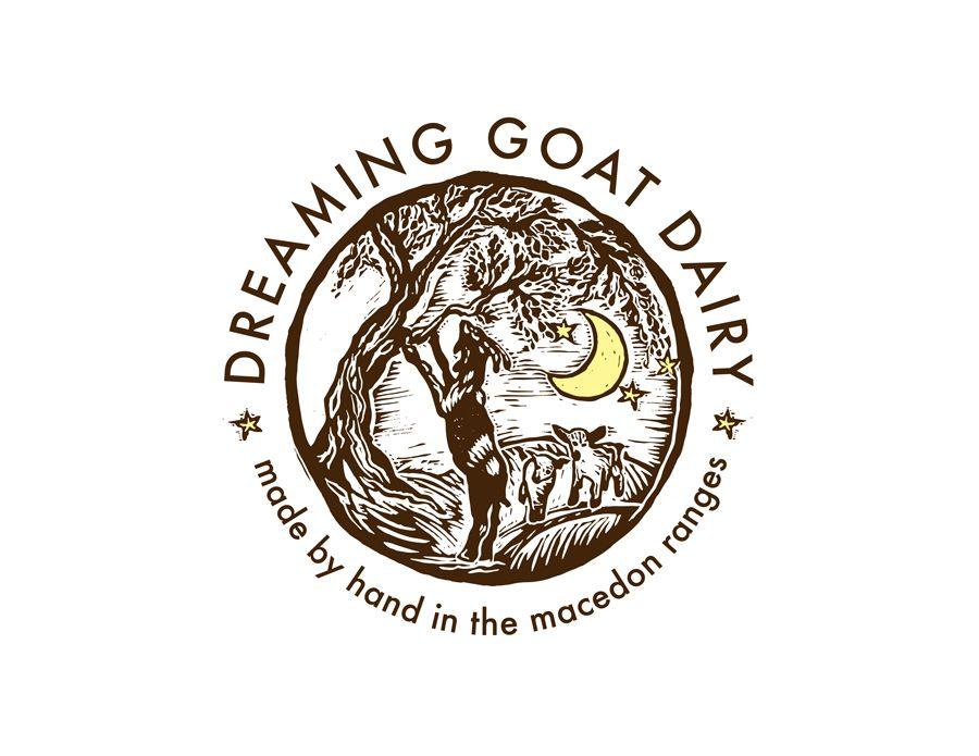 Linocut Logo - Margaret Hanson Design Co. Linocut logo design for Dreaming Goat Dairy