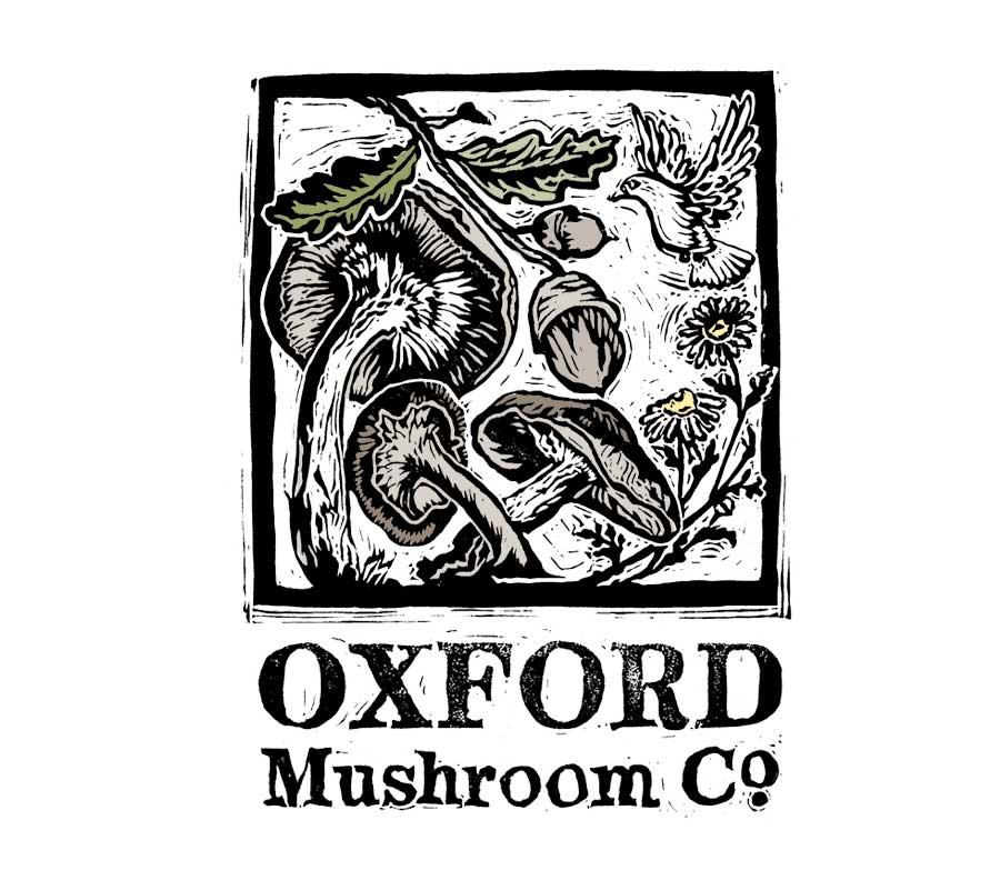 Linocut Logo - Margaret Hanson Design Co. Logo Design for Oxford Mushroom Co