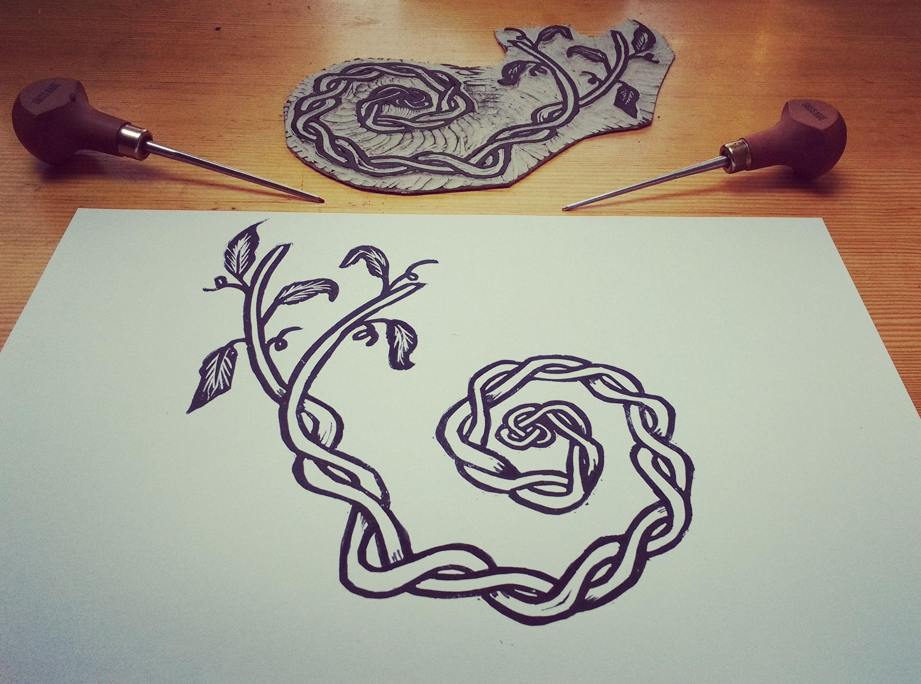 Linocut Logo - A linocut logo for a willow weaving/basket maker. : printmaking