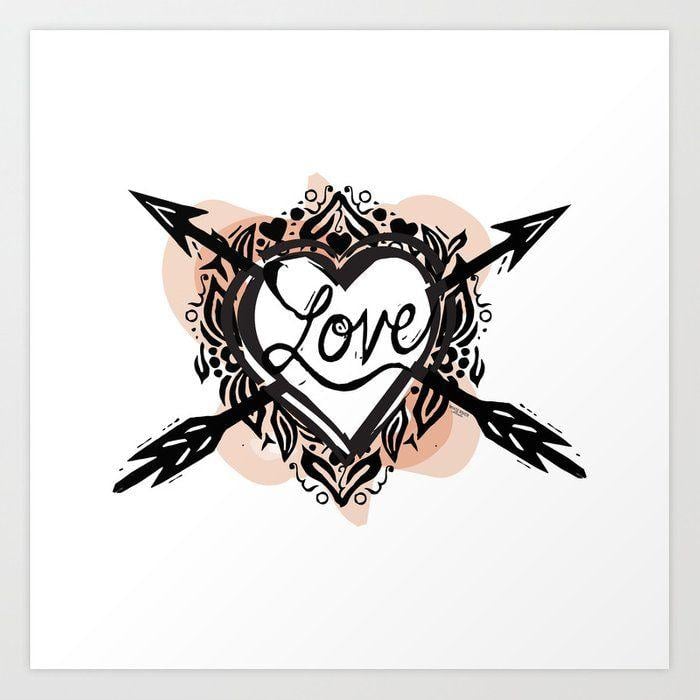 Linocut Logo - Linocut Love Art Print by whiteriverstudio