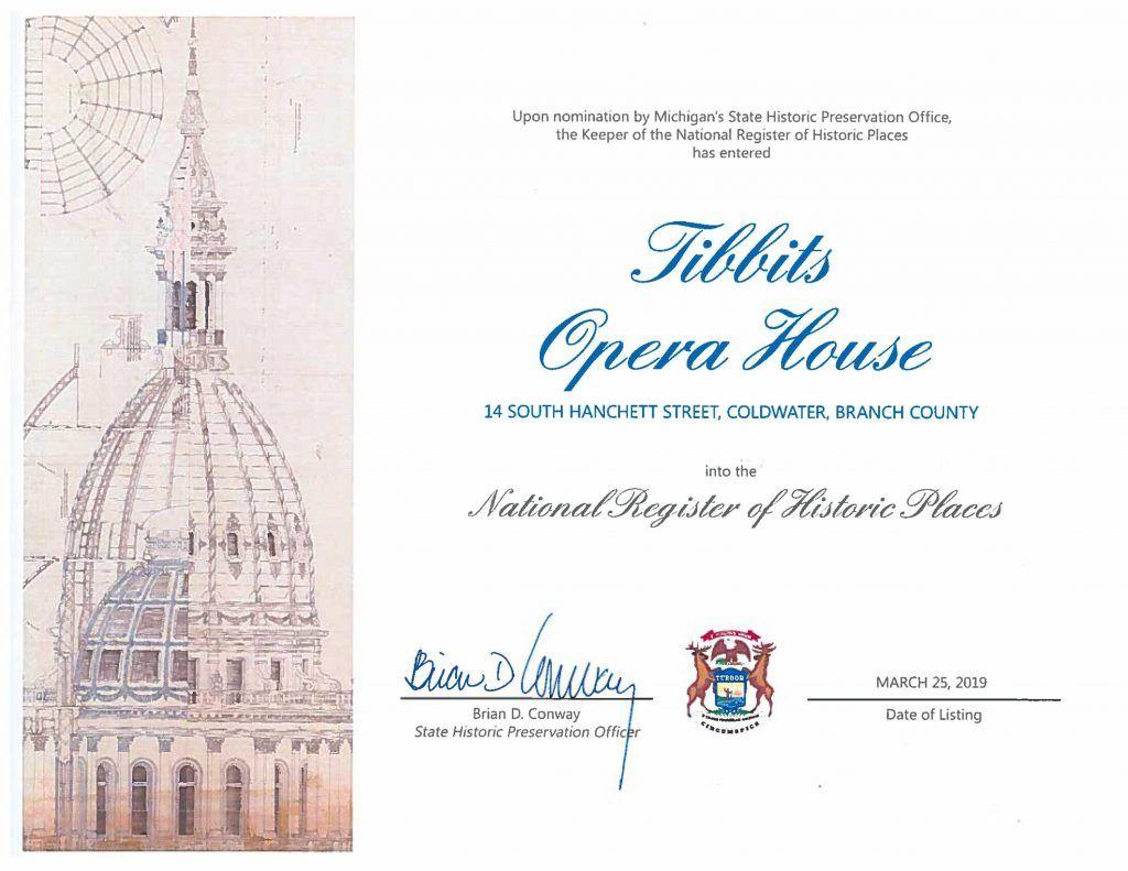 SHPO Logo - Tibbits Opera House recognized on National Register of Historic ...