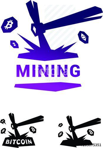 Mining Logo - Mining logo, bitcoin mining. Metal pickax extracting crypto currency ...