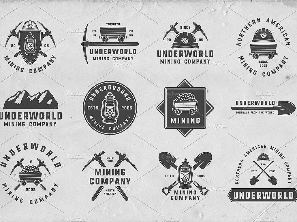 Mining Logo - 36 Vintage Mining Emblems part 1 by Logo Templates on Dribbble