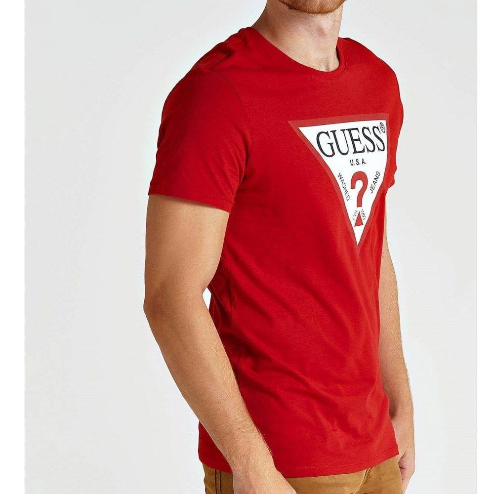 Red Triangle Clothing Logo - GUESS RED TRIANGLE LOGO T-shirt - T-Shirts from Institute Menswear UK