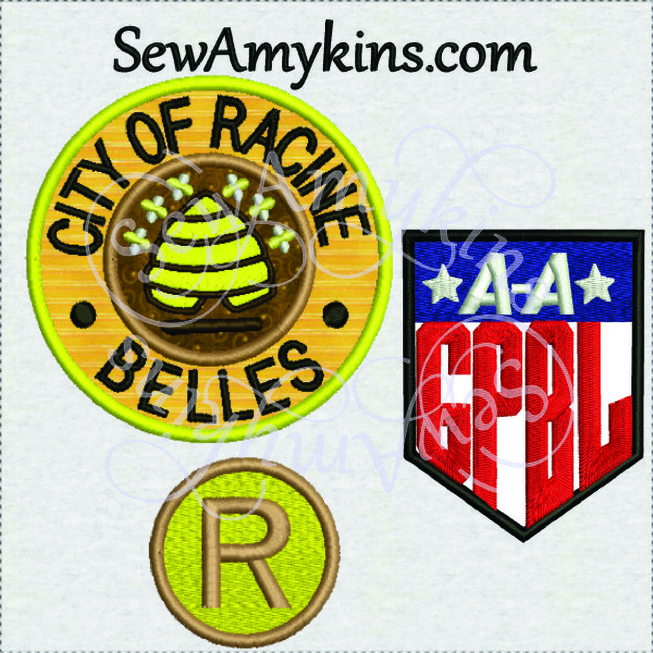 AAGPBL Logo - Racine Belles League of their Own AAGPBL applique machine embroidery  designs set of 3 files