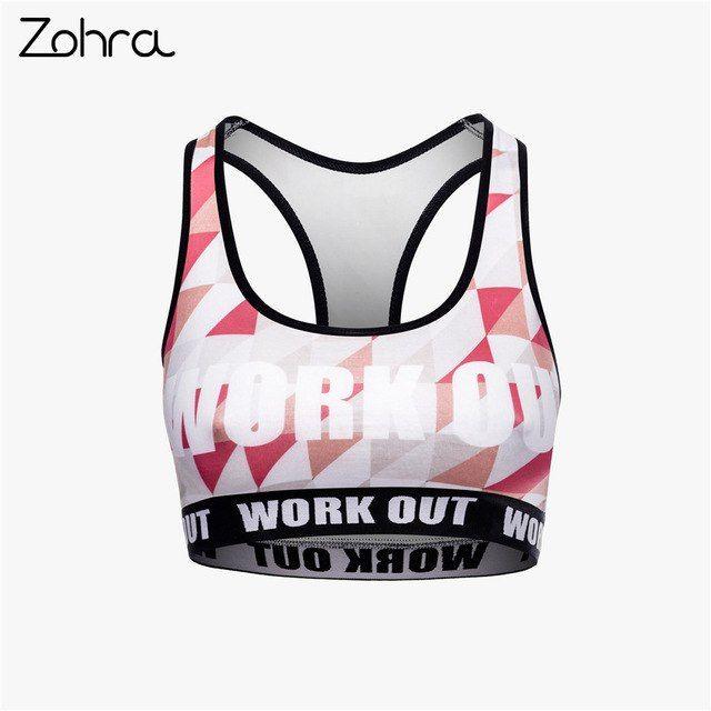 Red Triangle Clothing Logo - Zohra High Quality Women Fitness Bra Red Triangle Printing Grey Tops ...