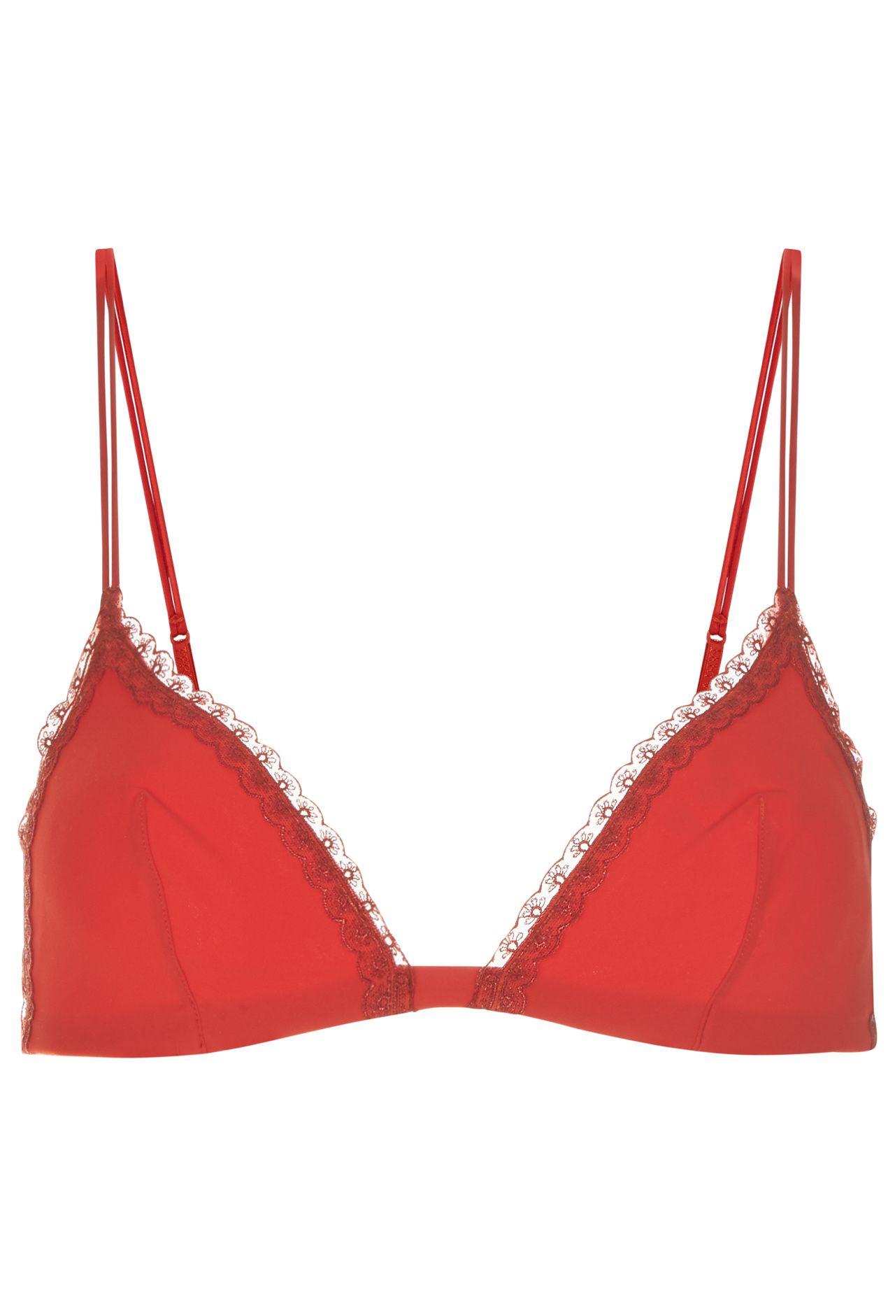 Red Triangle Clothing Logo - Moonstone Poppy Red Triangle Bra With Chintz Embroidery