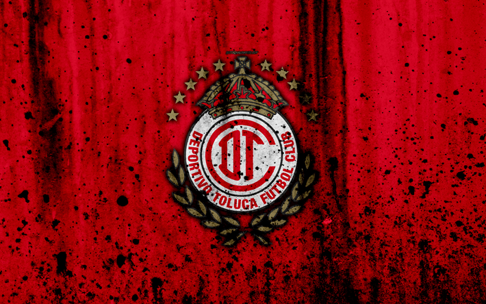 Toluca Logo - Download wallpaper Deportivo Toluca FC, 4k, grunge, stone texture