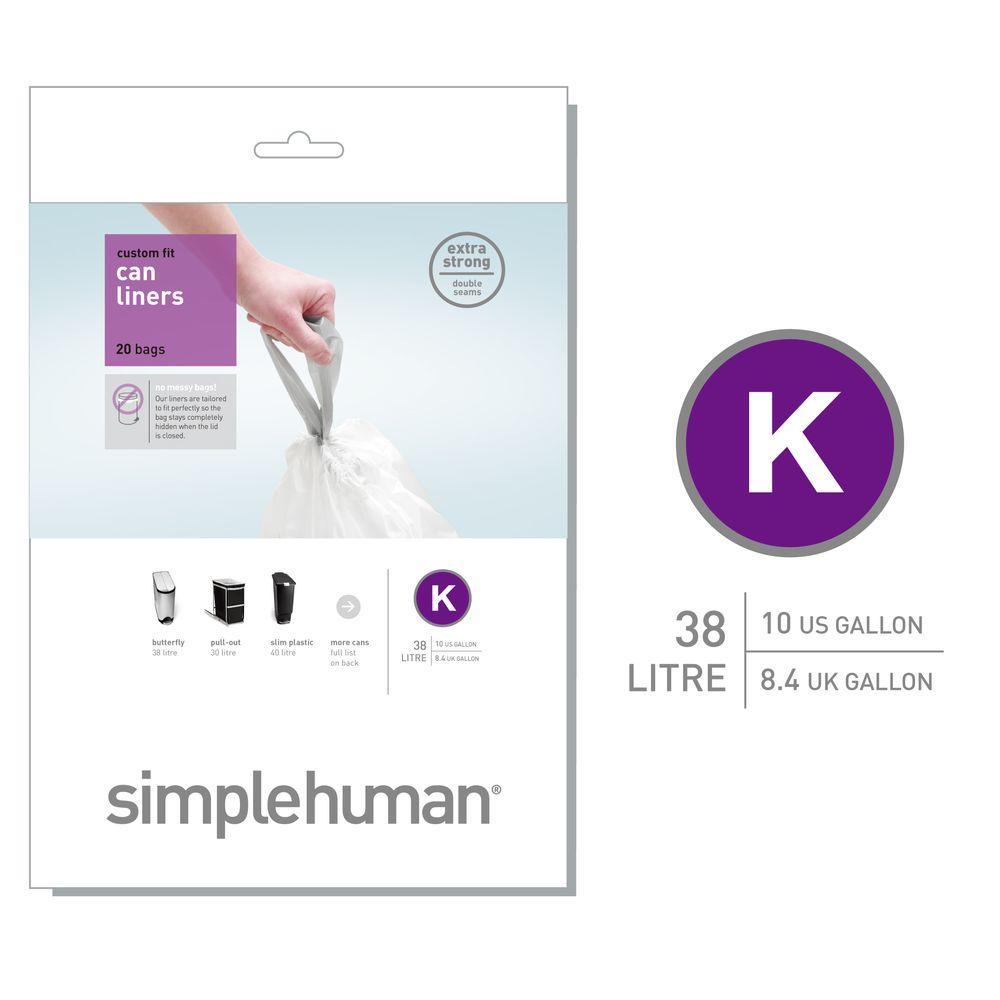 Simplehuman Logo - Simplehuman 10 Gal. Custom Fit Code K Trash Can Liner (20 Pack)