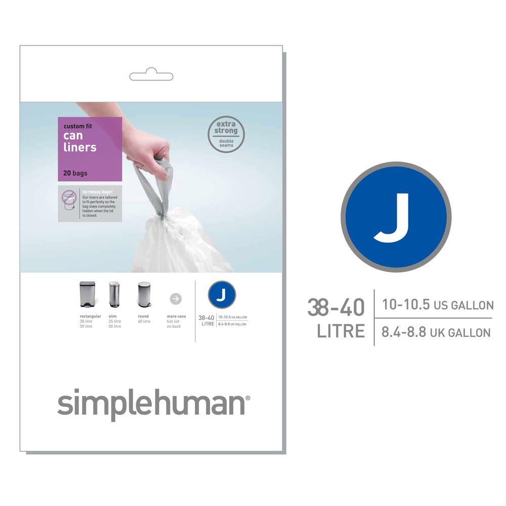 Simplehuman Logo - simplehuman 10.5 Gal. Code J Custom Fit Trash Can Liner (20-Pack)