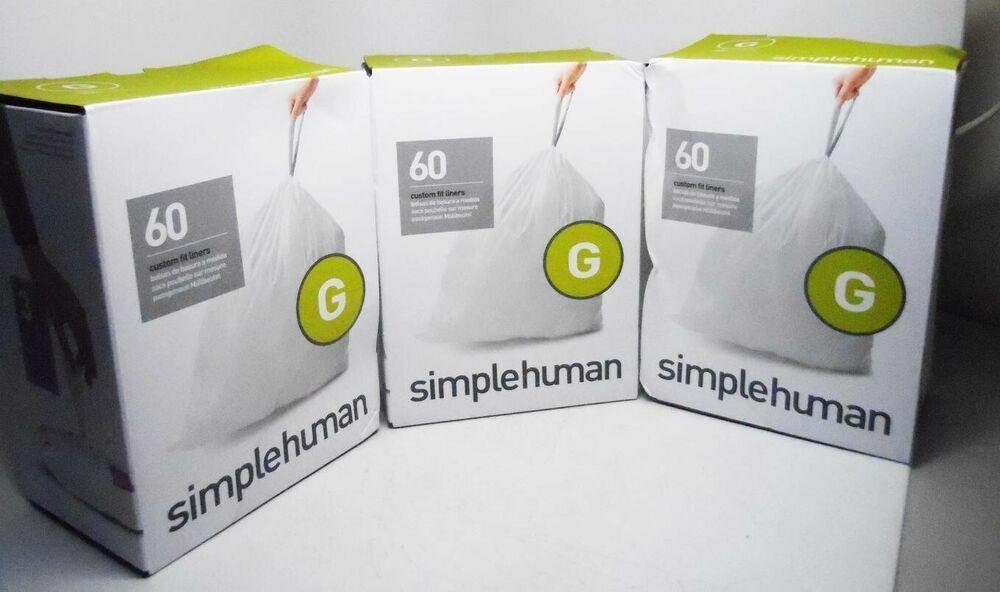 Simplehuman Logo - Simplehuman Custom Fit Liners Code G 60count 38L / 8US Gal Lot of 3  838810017532 | eBay