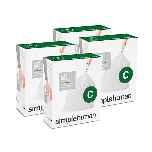 Simplehuman Logo - simplehuman Code C Custom Fit Trash Can Liner, (240 Count), 10-12 Liter /  2.6-3.2 Gallon