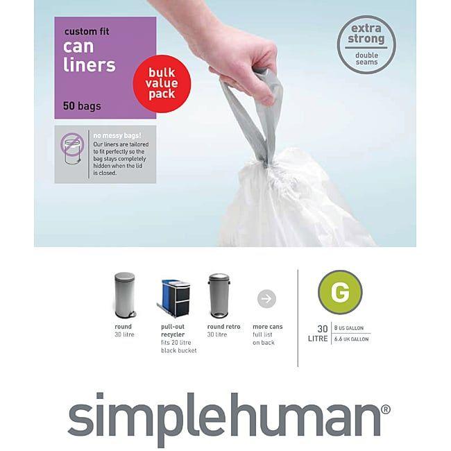 Simplehuman Logo - simplehuman Custom Fit 8-gallon Trash Can Liners (Pack of 50)