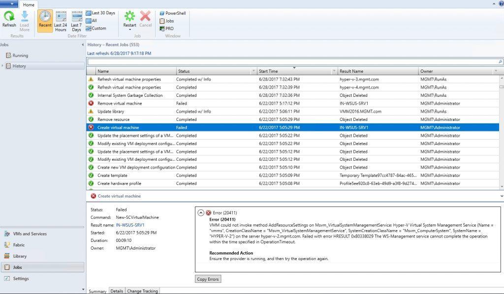 Vmms Logo - Troubleshooting problems with System Center Virtual Machine Manager 2016