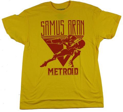 Red Triangle Clothing Logo - Metroid (Nintendo) Mens T-Shirt - Samus Aran Red Triangle Shooting Log