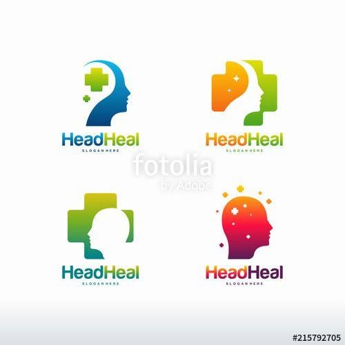 Heal Logo - Set of Head Medicine logo template, Head Heal logo designs concept