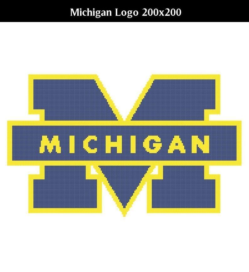 Wolverines Logo - Michigan Wolverines Logo - Counted Cross Stitch Chart Patterns, 3 sizes!