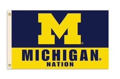 Wolverines Logo - Michigan Wolverines Logo Michigan Nation 3X5 Flag With Metal Grommets