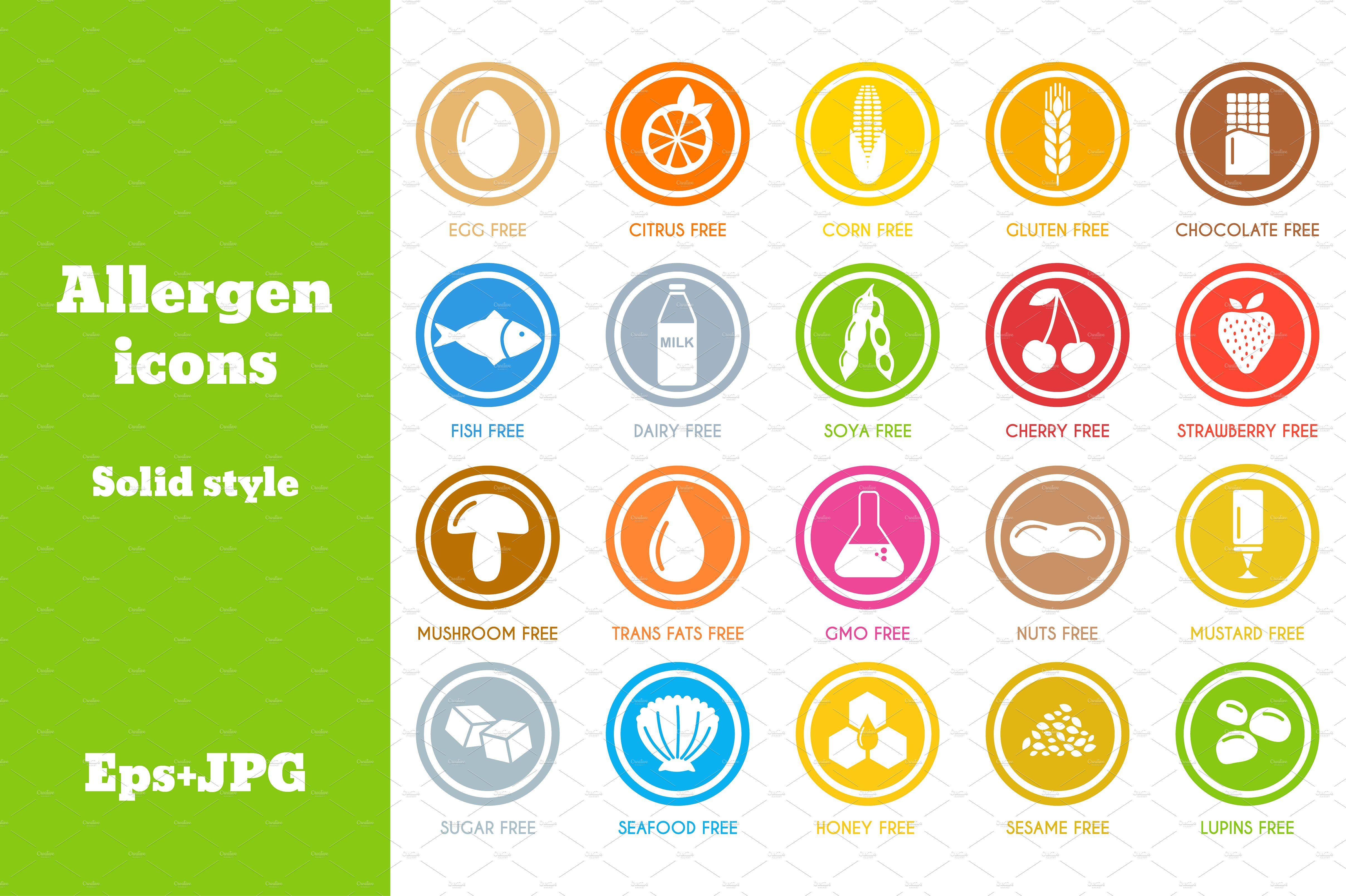 Allergen Logo - Allergen icons #sugar#seafood#mustarb#fat. Symbol Logos Design