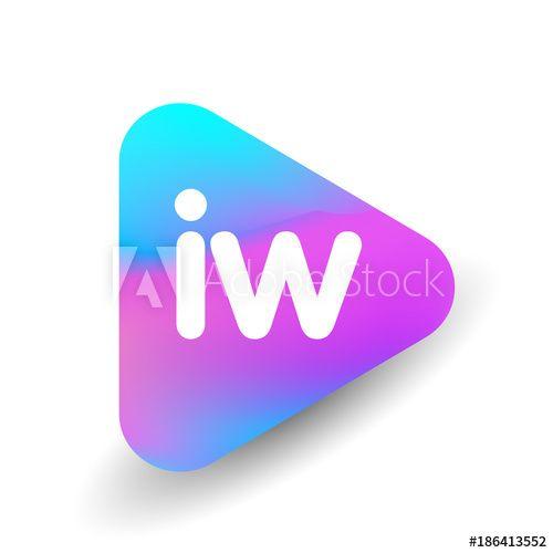 Iw Logo - Letter IW logo in triangle shape and colorful background, letter