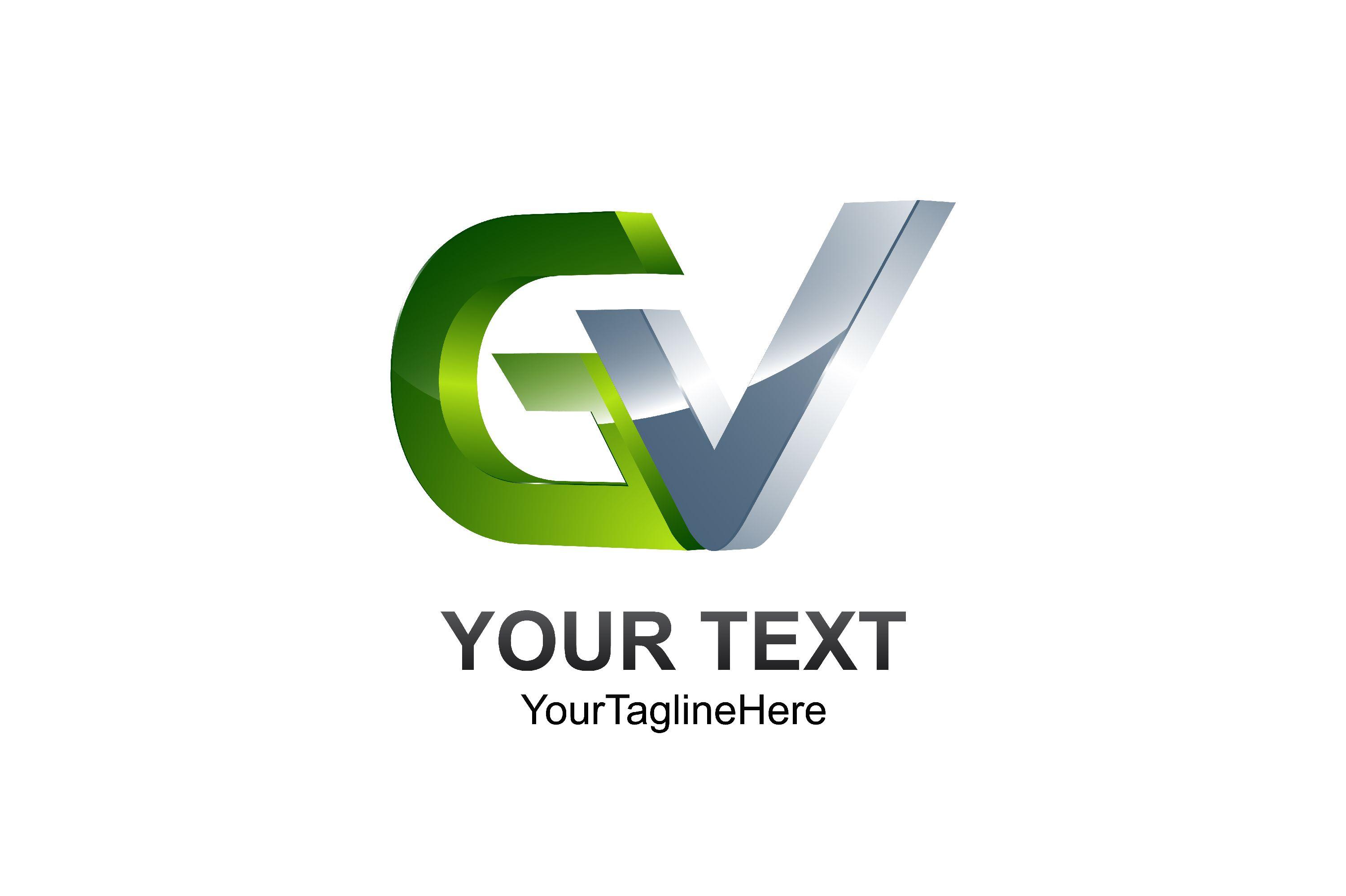GV Logo - Initial letter GV logo template colored silver green design for business  and company identity