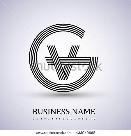 GV Logo - Letter GV or VG linked logo design circle G shape. Elegant black